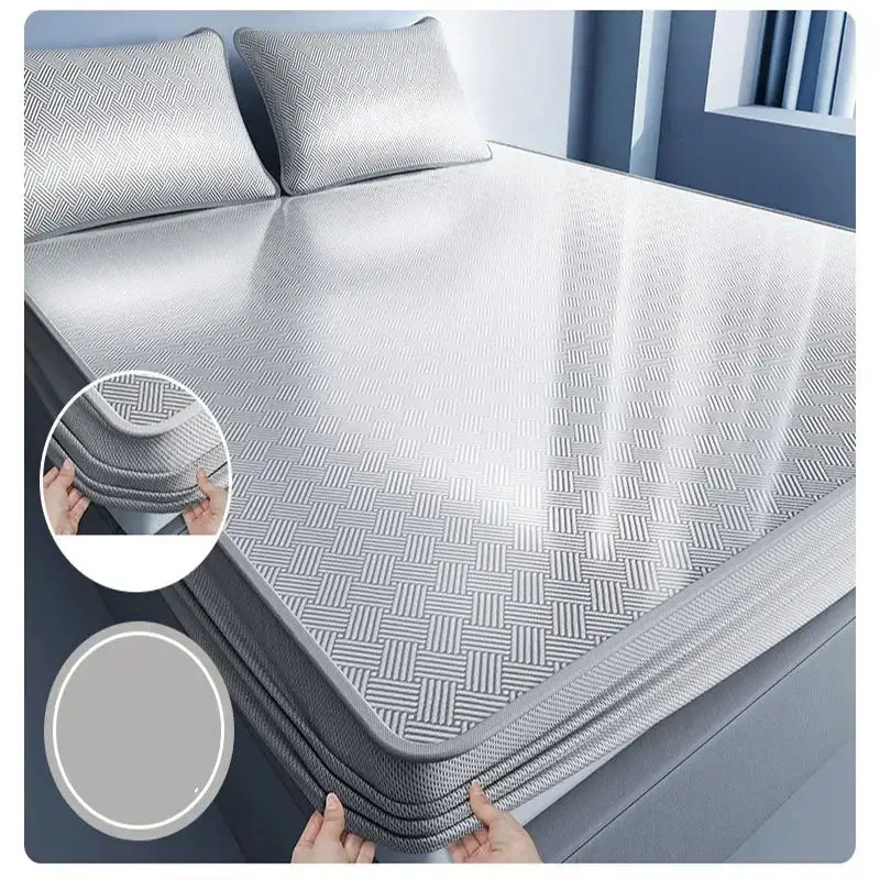 Light blue cooling jacquard fitted sheet bedroom mattress protector