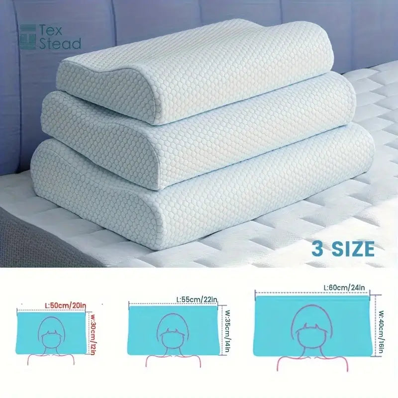 Light blue cooling memory foam contour neck pillow bedroom support