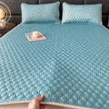 Light blue hexagonal cooling latex filled bed mat set – bedroom