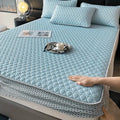 Light blue hexagonal ice silk cooling bed mat set bedroom mattress pad