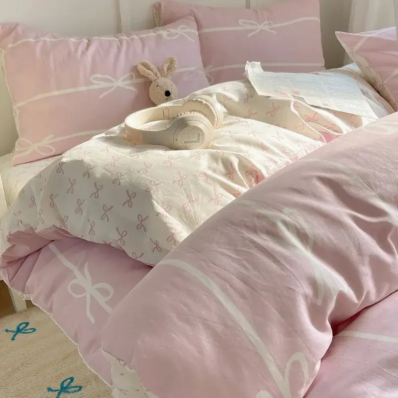 Light blue puppy cartoon pattern bedding set bedroom cotton sheets