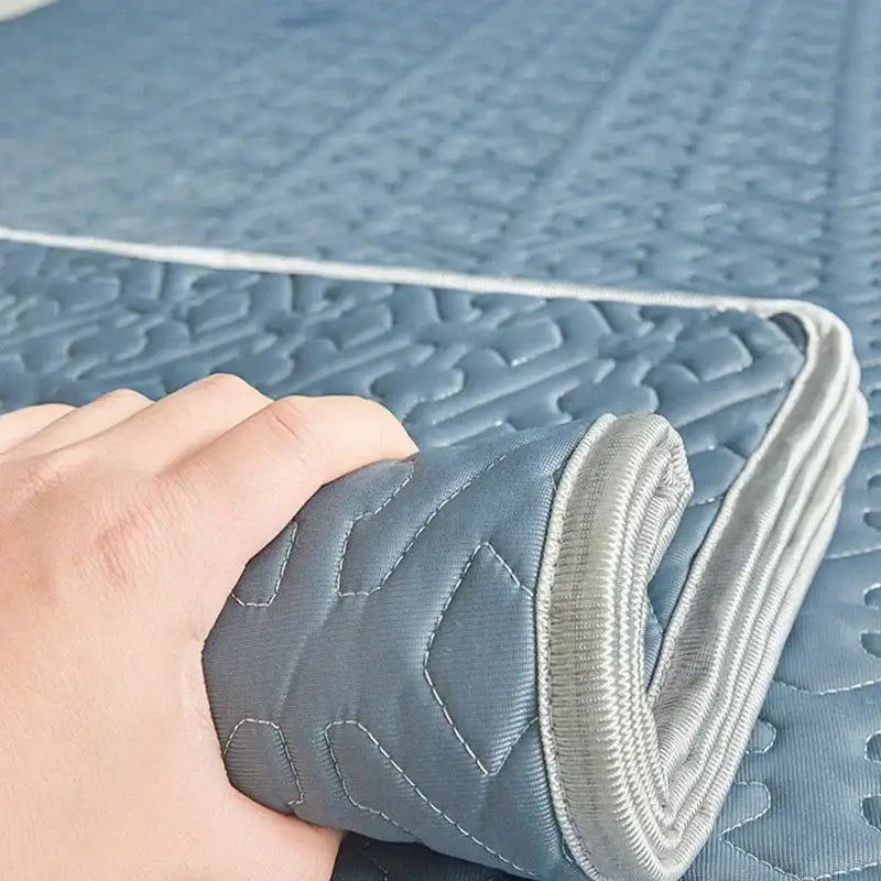 Light blue quilted latex fitted sheet set bedroom bed pad