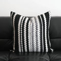 Light luxury plush black & white striped pillow cover living room