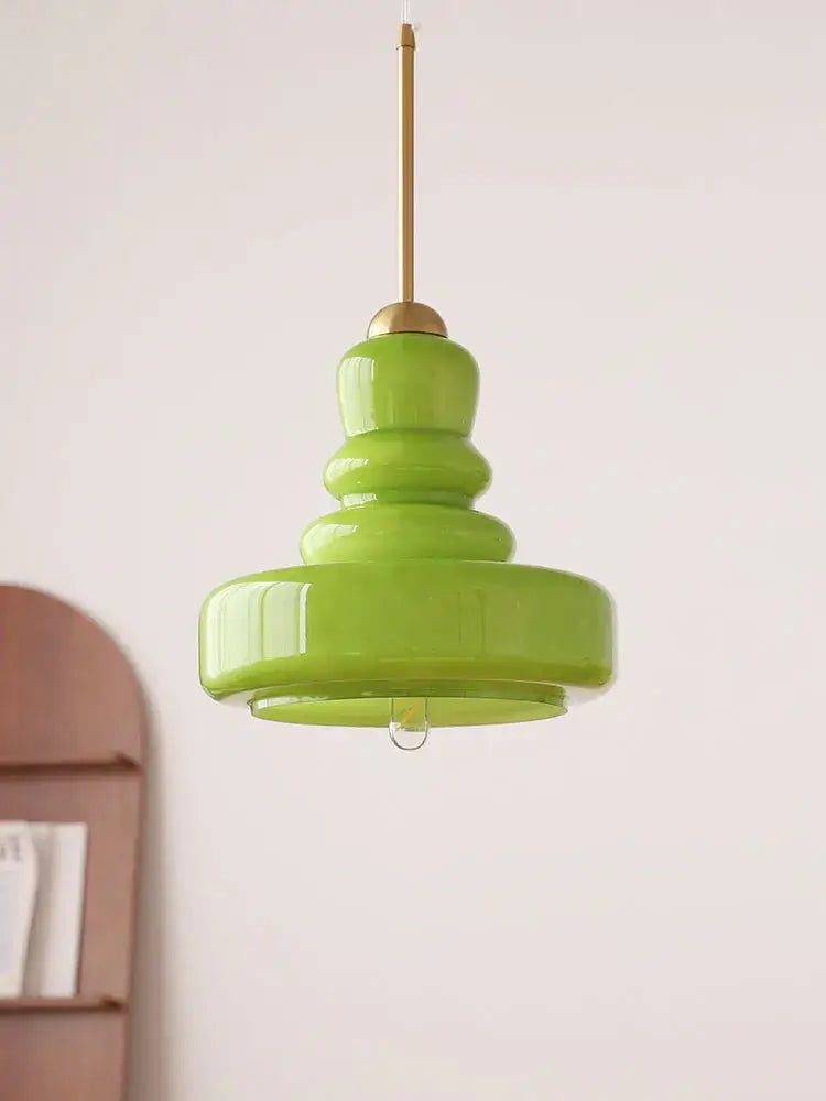 Lime green glass gourd pendant lights for kitchen dining room