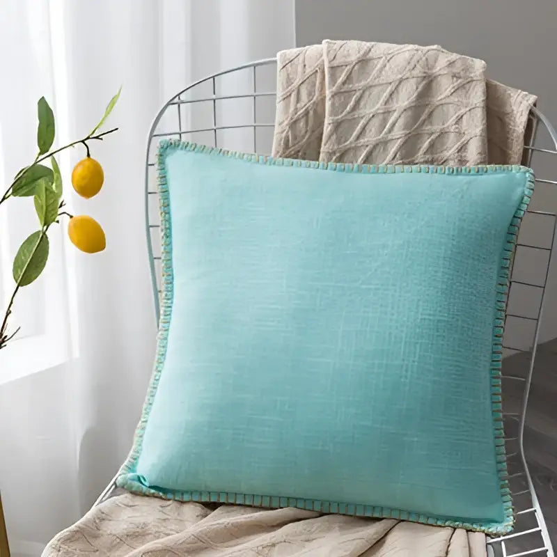 Linen fringe cushion cover neutral tones living room pillow