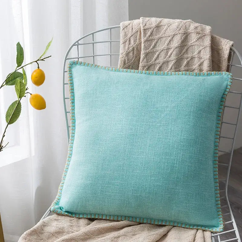 Linen fringe cushion cover neutral tones living room pillow