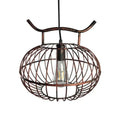 Lodge rust & aged brass lantern design pendant light kitchen cage