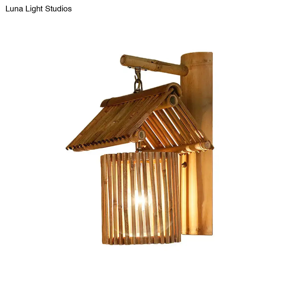 Lodge style bamboo house wall light – balcony e26 e27 sconce