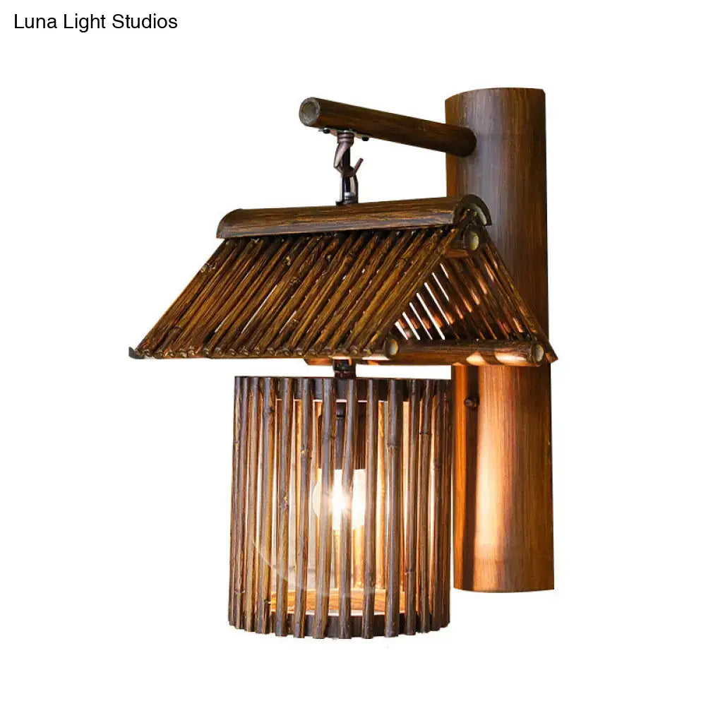 Lodge style bamboo house wall light – balcony e26 e27 sconce