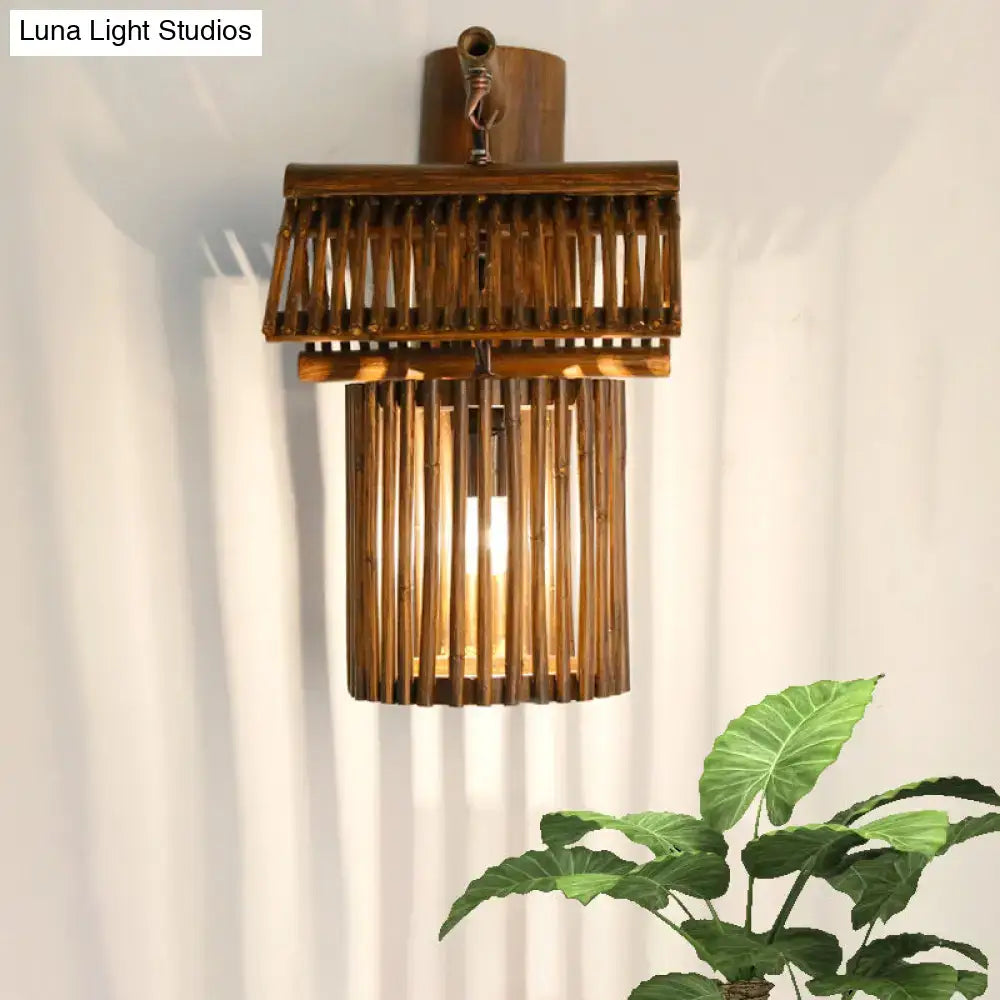 Lodge style bamboo house wall light – balcony e26 e27 sconce