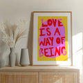 Modern pink and orange more amor por favor love quote wall art bedroom