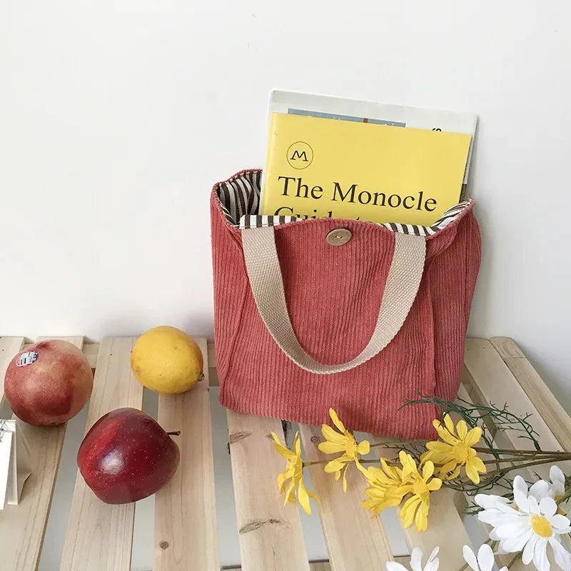Lunch Bag Corduroy Canvas Lunch Box