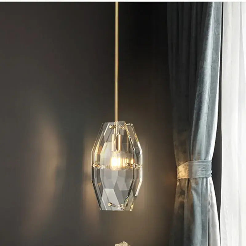 Luxe faceted gold crystal glass pendant lamp for kitchen bedroom