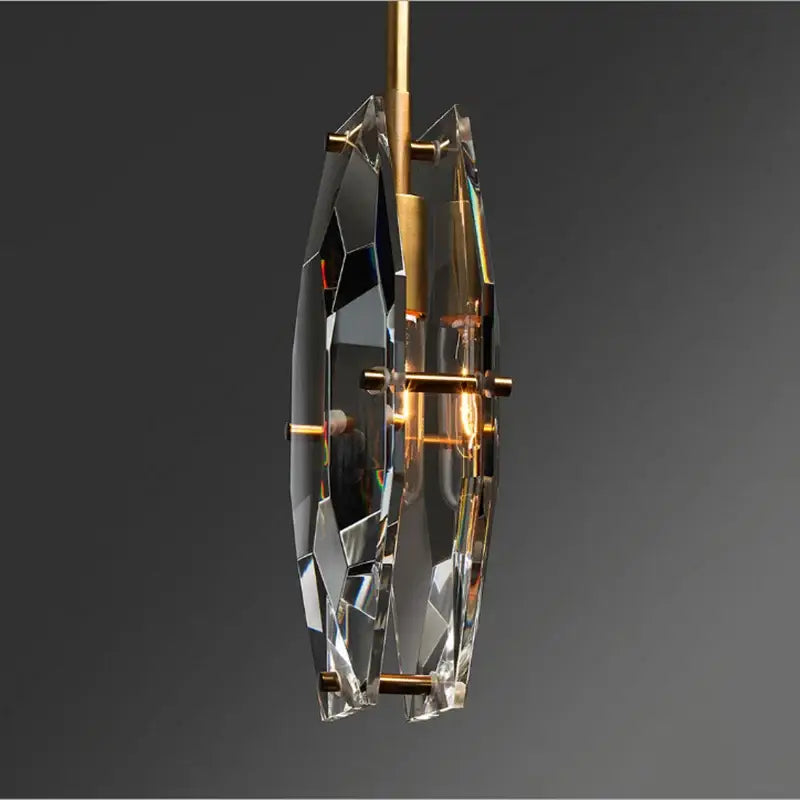 Luxe faceted gold crystal glass pendant lamp for kitchen bedroom
