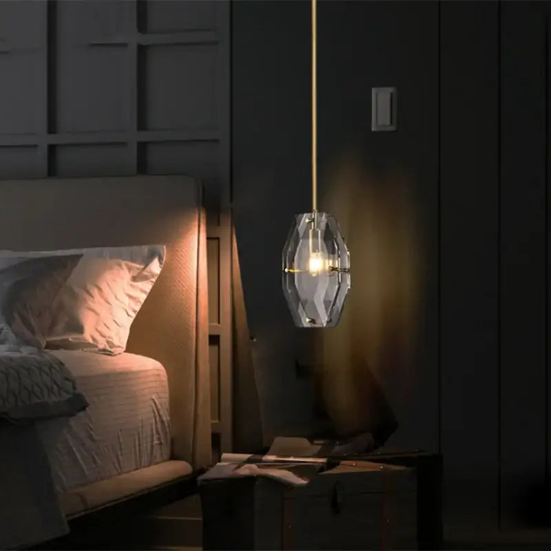 Luxe faceted gold crystal glass pendant lamp for kitchen bedroom