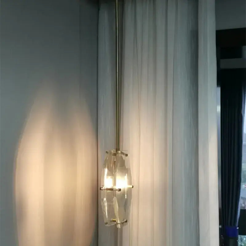Luxe faceted gold crystal glass pendant lamp for kitchen bedroom