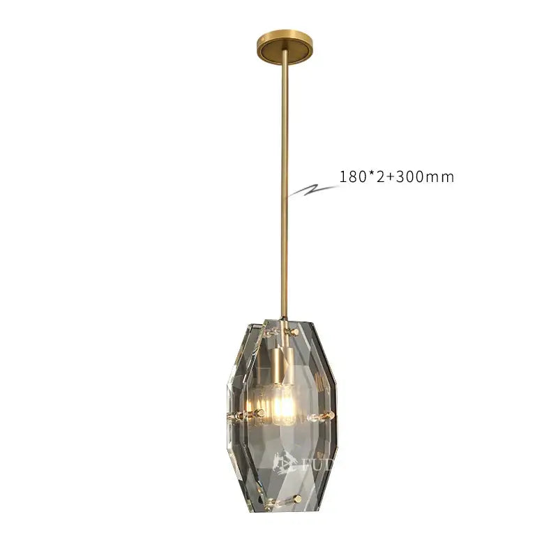 Luxe faceted gold crystal glass pendant lamp for kitchen bedroom
