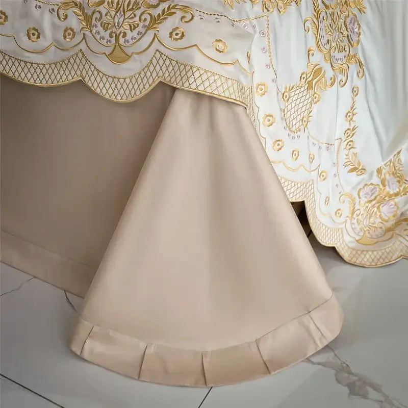 Luxe ivory and gold embroidery bedding set – bedroom 1000tc egyptian