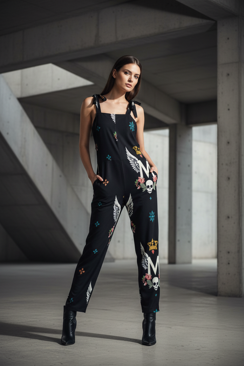 Munsieur Luxury All-Over Print Jumpsuit with Urban Style