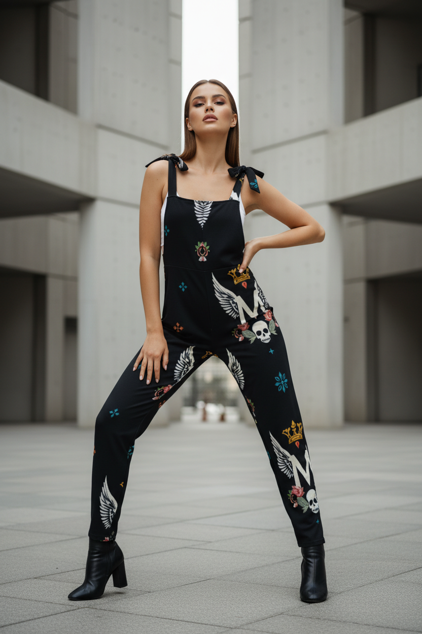 Munsieur Luxury All-Over Print Jumpsuit with Urban Style