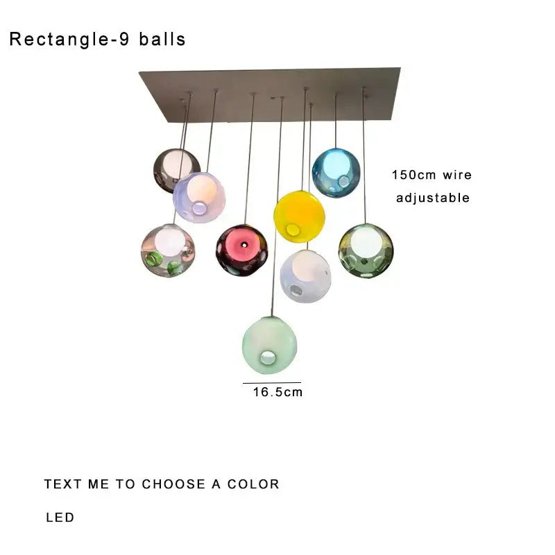 Luxury amber glass sphere pendant light dining room dimmable led