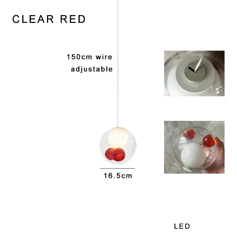 Luxury amber glass sphere pendant light dining room dimmable led