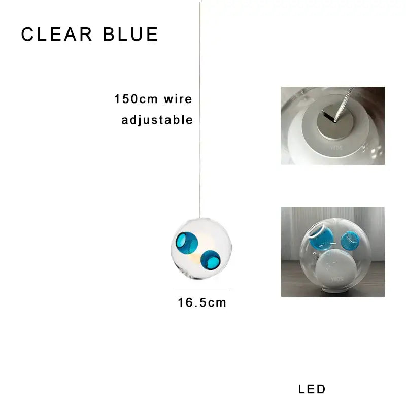 Luxury amber glass sphere pendant light dining room dimmable led