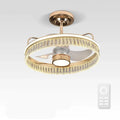 Luxury black & gold crystal ceiling fan chandelier bedroom light