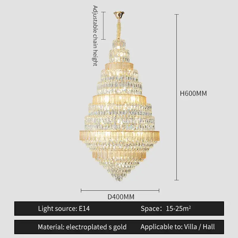 Luxury blue & clear crystal headlight chandelier – villa dining room