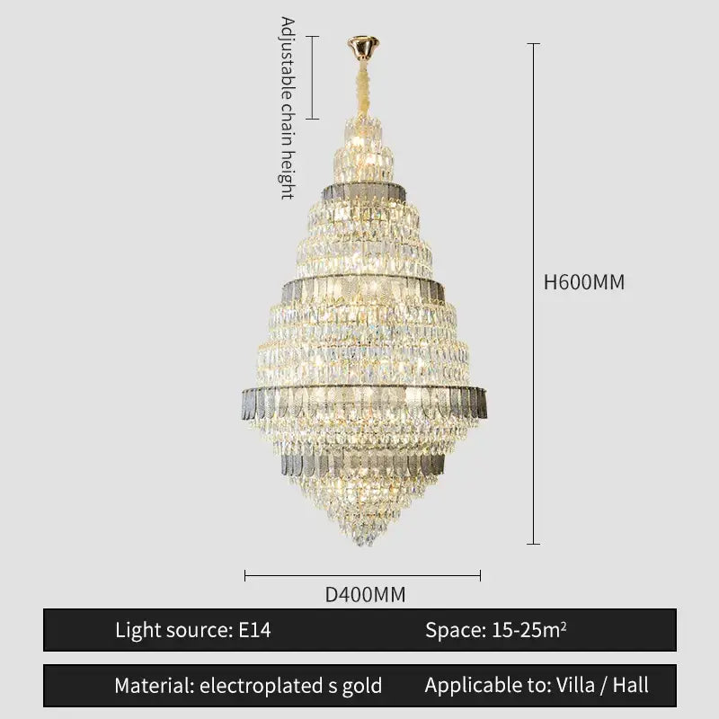 Luxury blue & clear crystal headlight chandelier – villa dining room