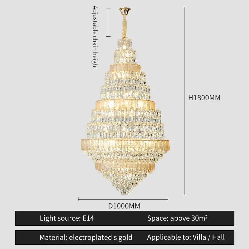 Luxury blue & clear crystal headlight chandelier – villa dining room