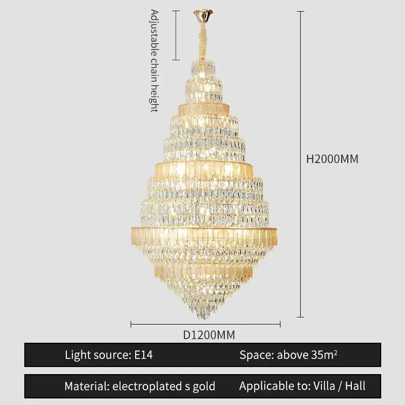 Luxury blue & clear crystal headlight chandelier – villa dining room