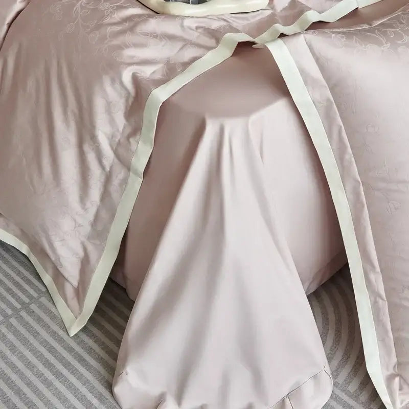 Luxury blush pink floral jacquard duvet cover set bedroom bedding