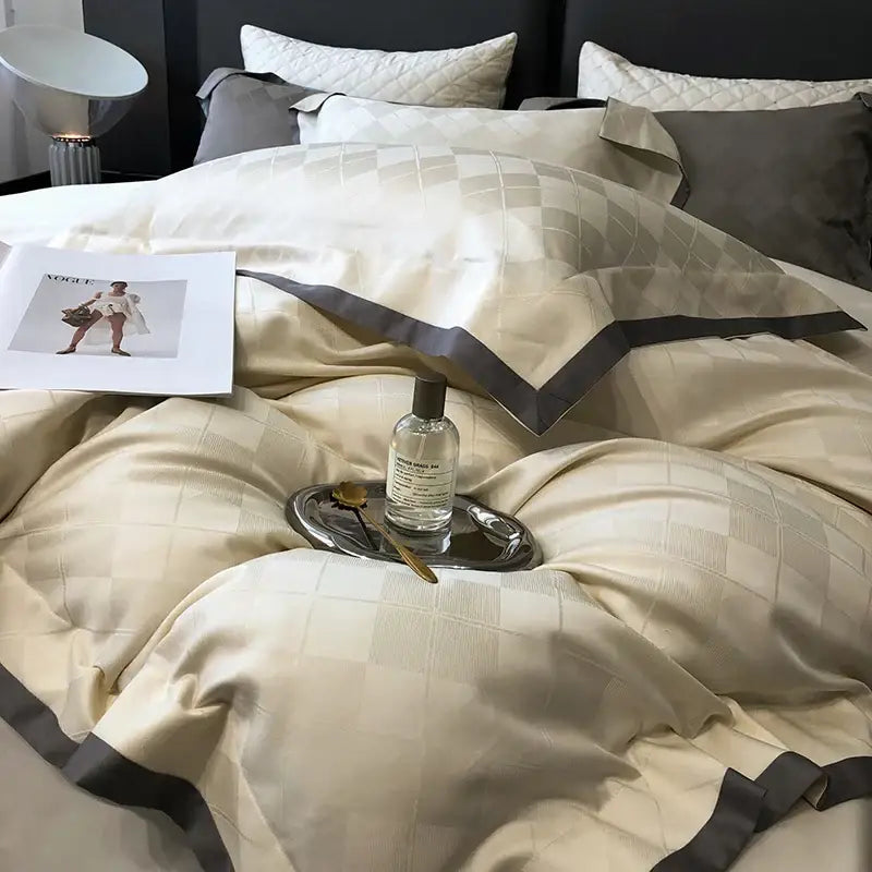 Luxury blush pink floral jacquard duvet cover set bedroom bedding