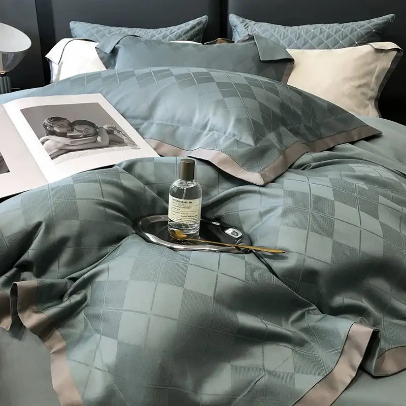 Luxury blush pink floral jacquard duvet cover set bedroom bedding