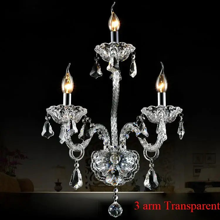 Luxury clear crystal wall lamp bedroom candle sconce