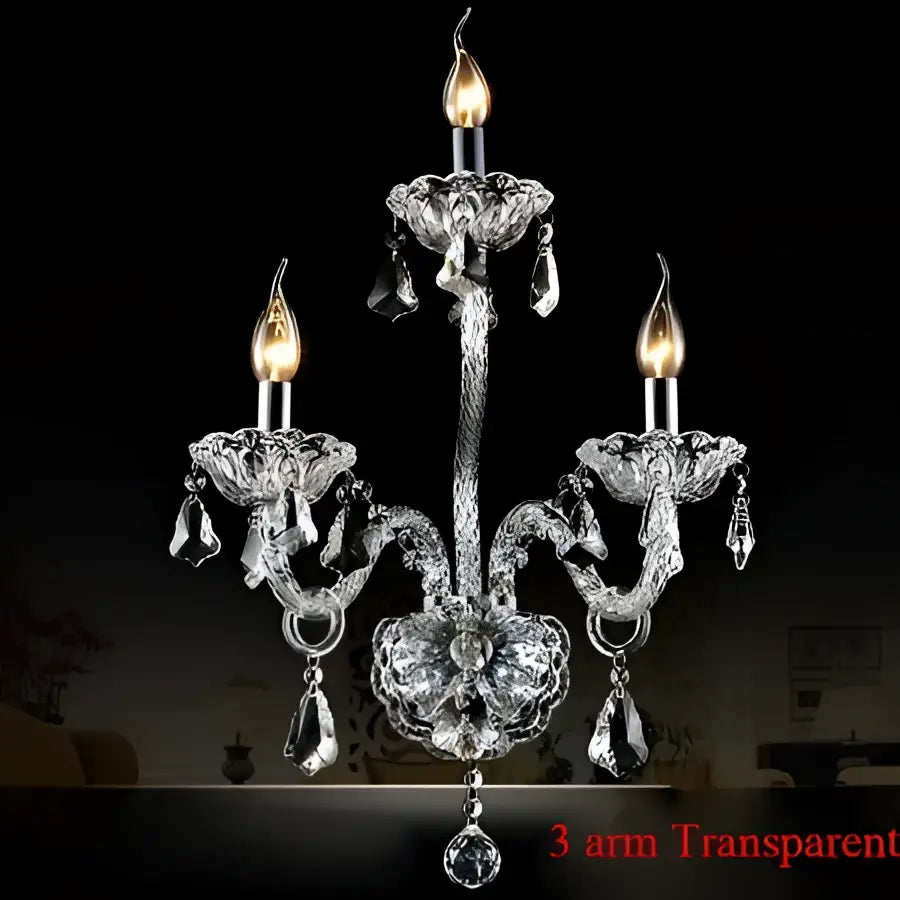 Luxury clear crystal wall lamp bedroom candle sconce