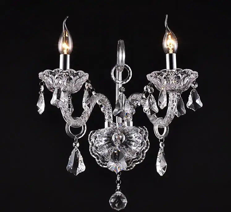 Luxury clear crystal wall lamp bedroom candle sconce
