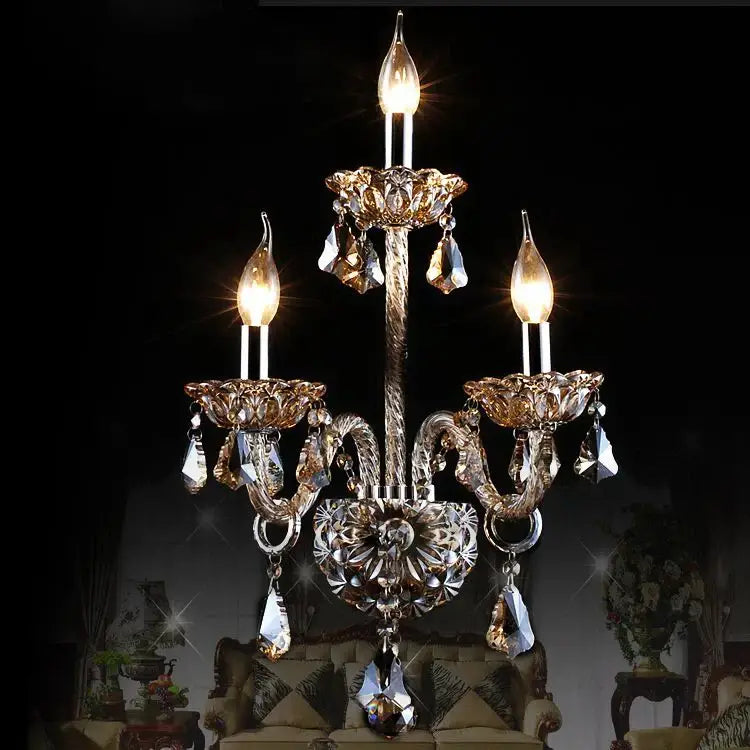Luxury clear crystal wall lamp bedroom candle sconce