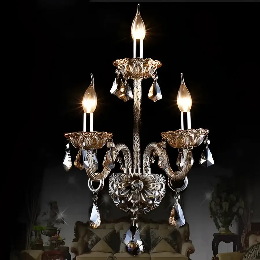 Luxury clear crystal wall lamp bedroom candle sconce