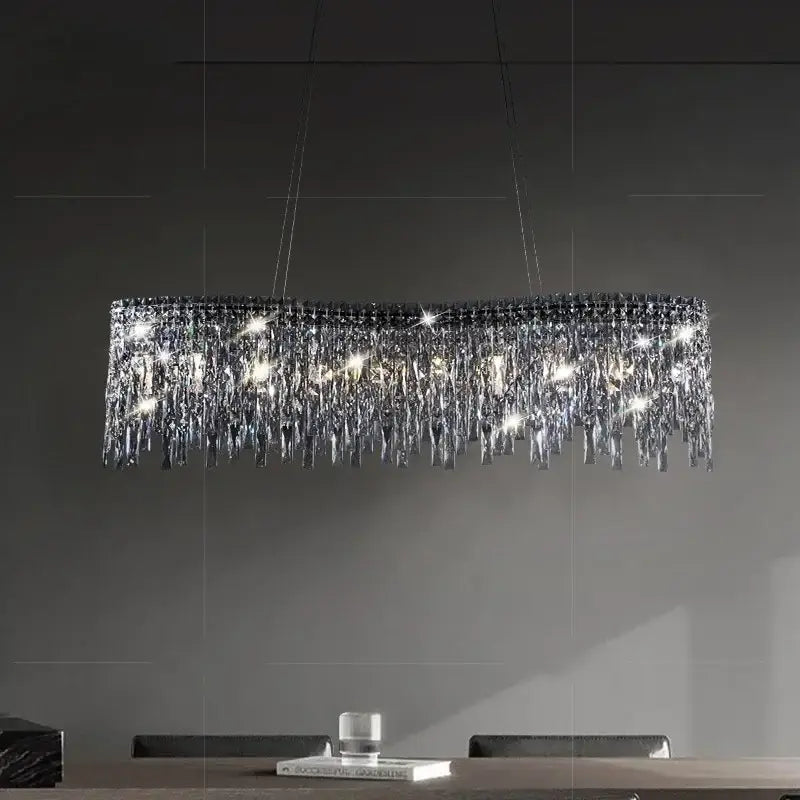 Luxury clear & purple crystal chrome chandelier dining room light
