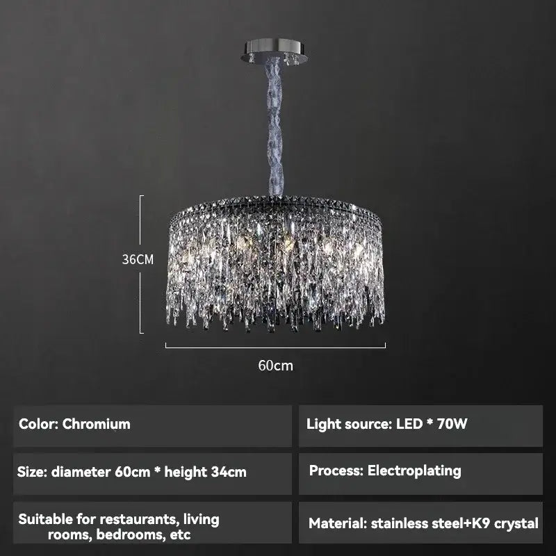 Luxury clear & purple crystal chrome chandelier dining room light