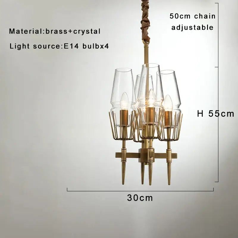 Luxury copper & glass chandelier – dining room lighting fixture
