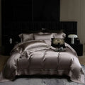 Luxury cream 1000tc egyptian cotton bedding set bedroom lace trim