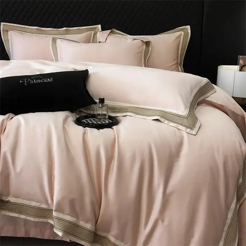 Luxury cream & gold 1000tc luxury embroidery bedding set bedroom