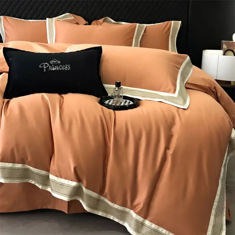Luxury cream & gold 1000tc luxury embroidery bedding set bedroom