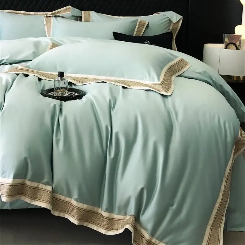 Luxury cream & gold 1000tc luxury embroidery bedding set bedroom