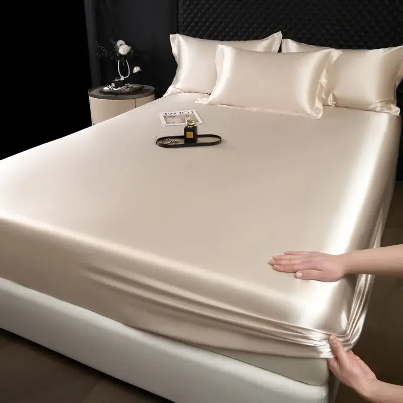 Luxury cream mulberry silk fitted sheet set – bedroom bed linen