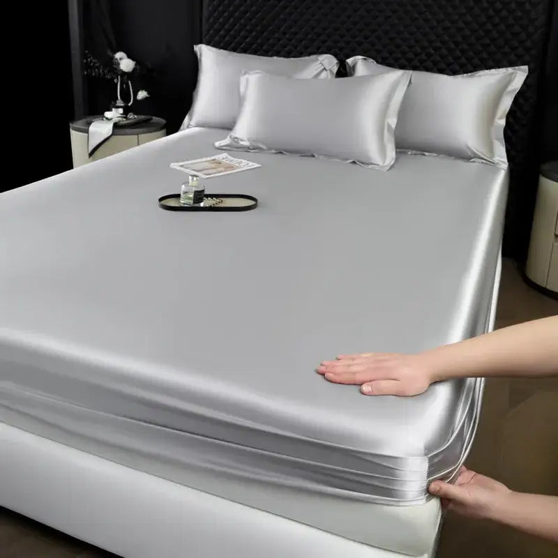 Luxury cream mulberry silk fitted sheet set – bedroom bed linen