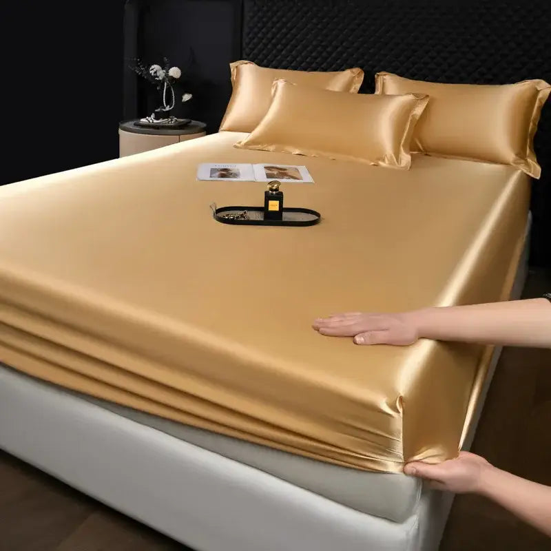 Luxury cream mulberry silk fitted sheet set – bedroom bed linen